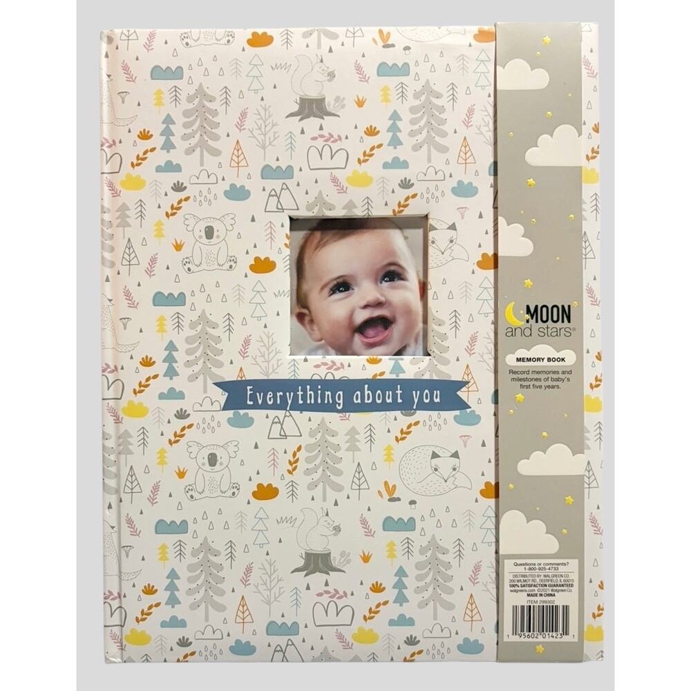 Moon and Stars Baby Memory Book First 5 Years Woodland Animal Keepsake Album NEW
